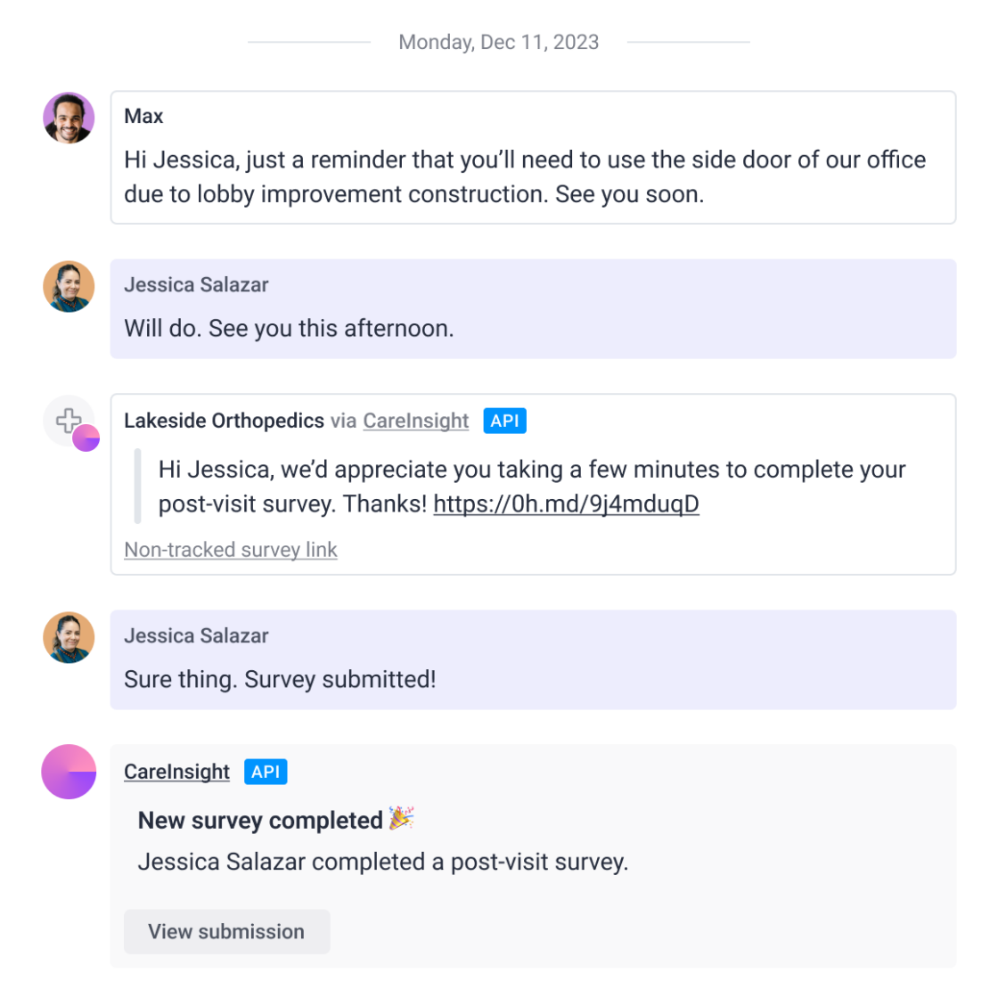 With the OhMD patient experience API, essentially embed our patient conversation platform in your app or connect users to your service within OhMD natively.