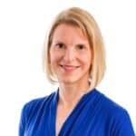 Profile photo of Kim Eickhorst, blond hair with brown eyes and blue sweater.