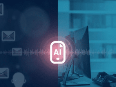 AI block floating on an image of an office